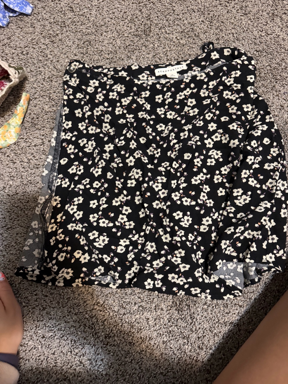 Aeropostale Black Floral Skater wrap Skirt
